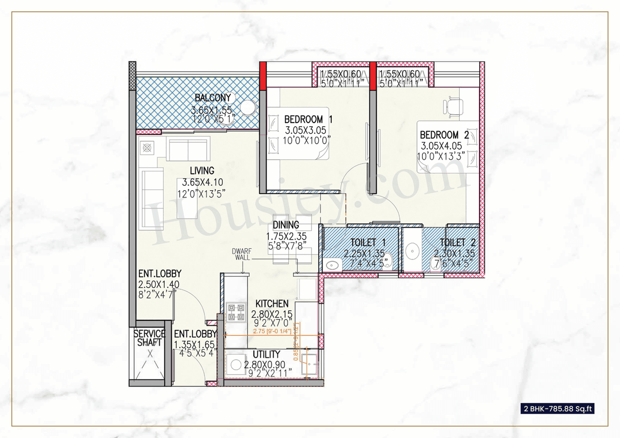 Avneesh 57 Elevate Unit plan - 786 sq.ft.