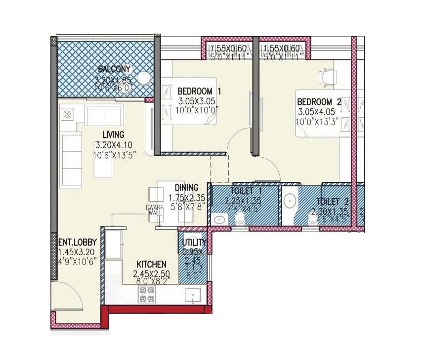 Avneesh 57 Elevate Unit plan - 753 sq.ft.