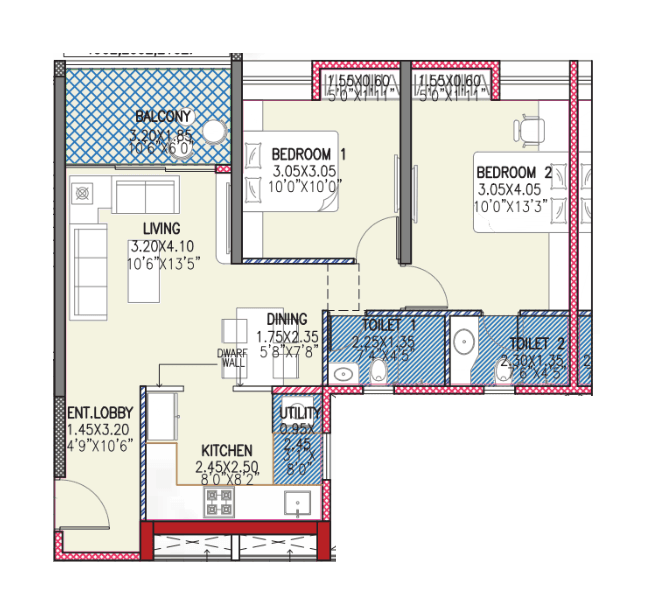 Avneesh 57 Elevate Unit plan - 754 sq.ft.
