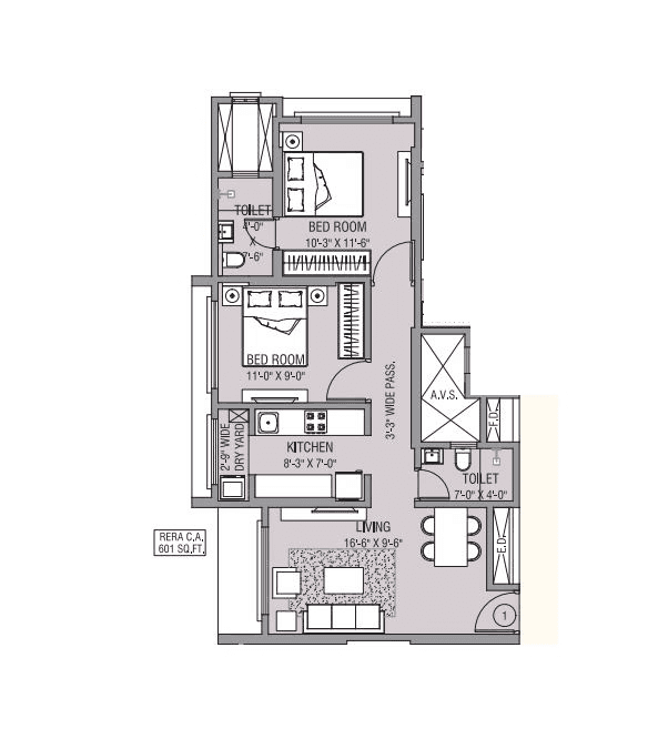 Oxford Navrang Atlantis Unit plan - 601 sq.ft.