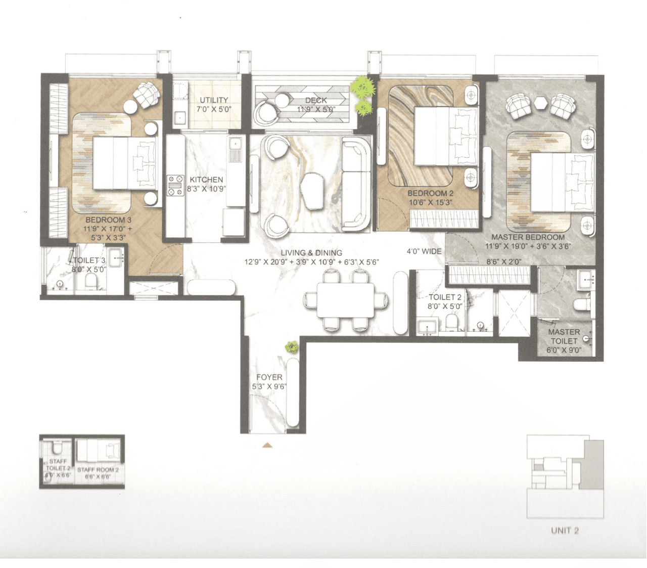 Lodha Marq Unit plan - 1488 sq.ft.