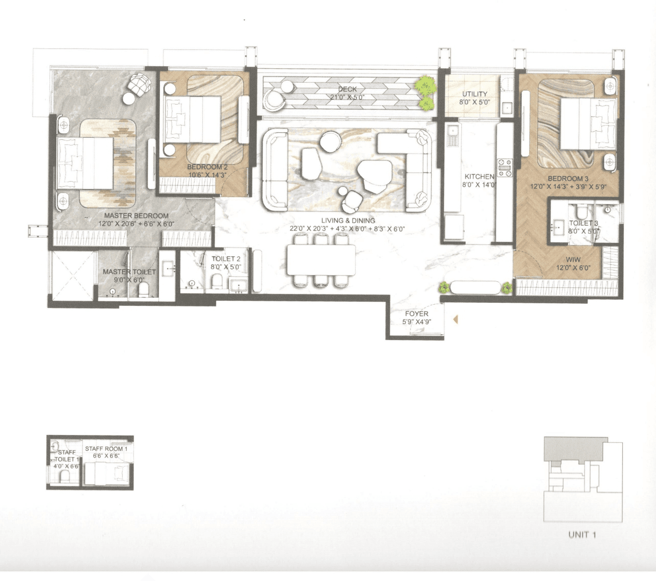 Lodha Marq Unit plan - 1778 sq.ft.
