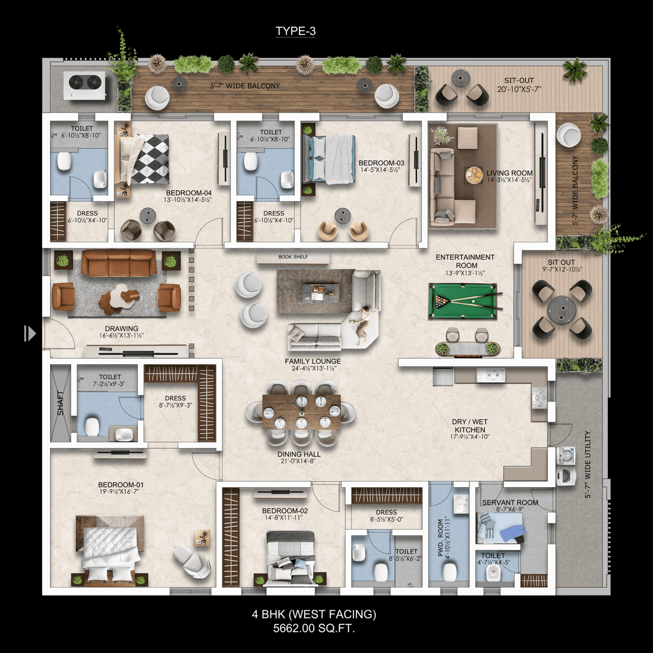 E-Infra Skyven Unit plan - 4304 sq.ft.