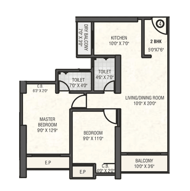 Yuvan Stellar Unit plan - 748 sq.ft.