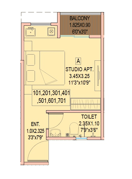 Bramha Isle Of Life Unit plan - 208 sq.ft.