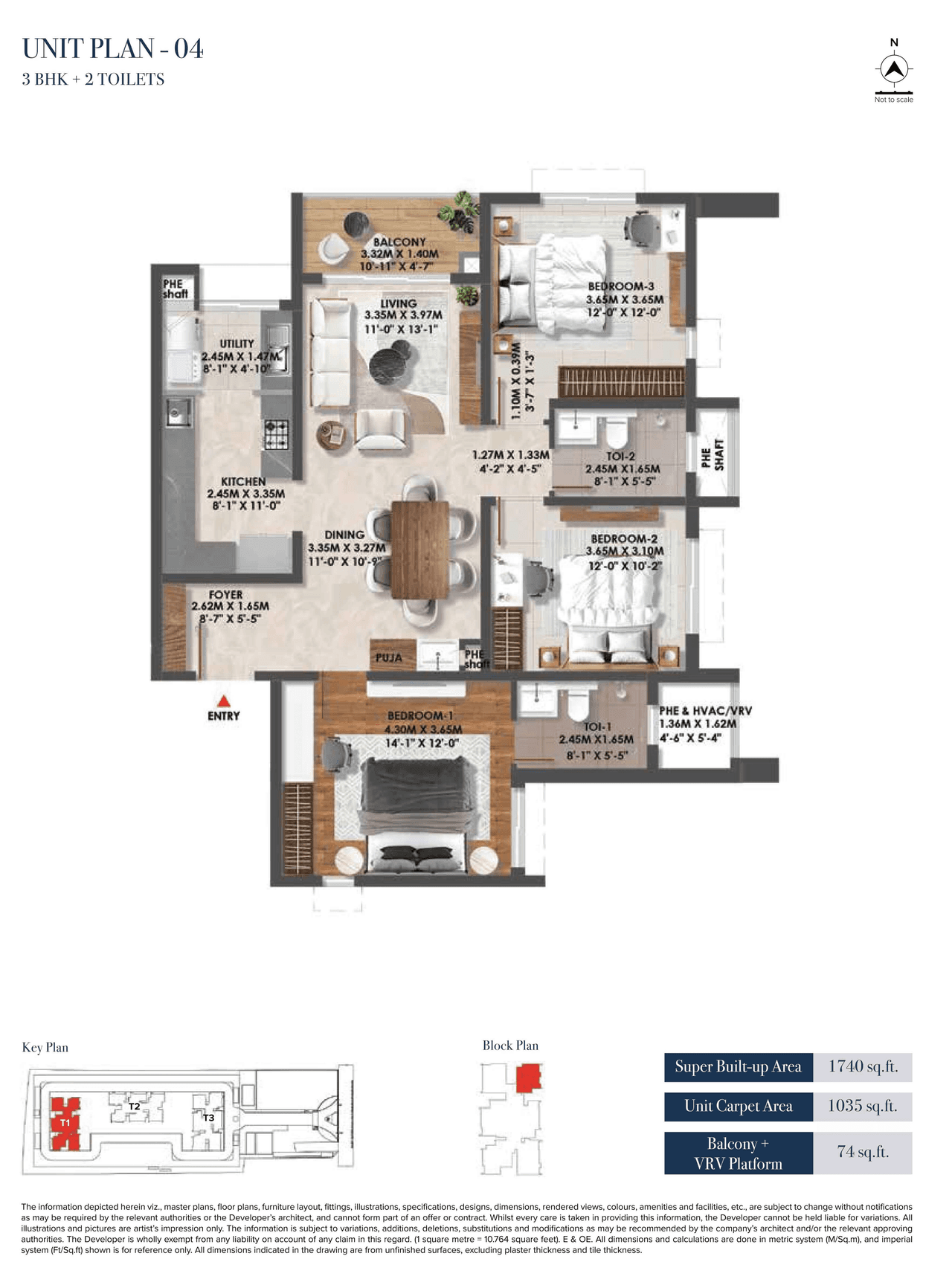 Brigade Altius Unit plan - 1109 sq.ft.