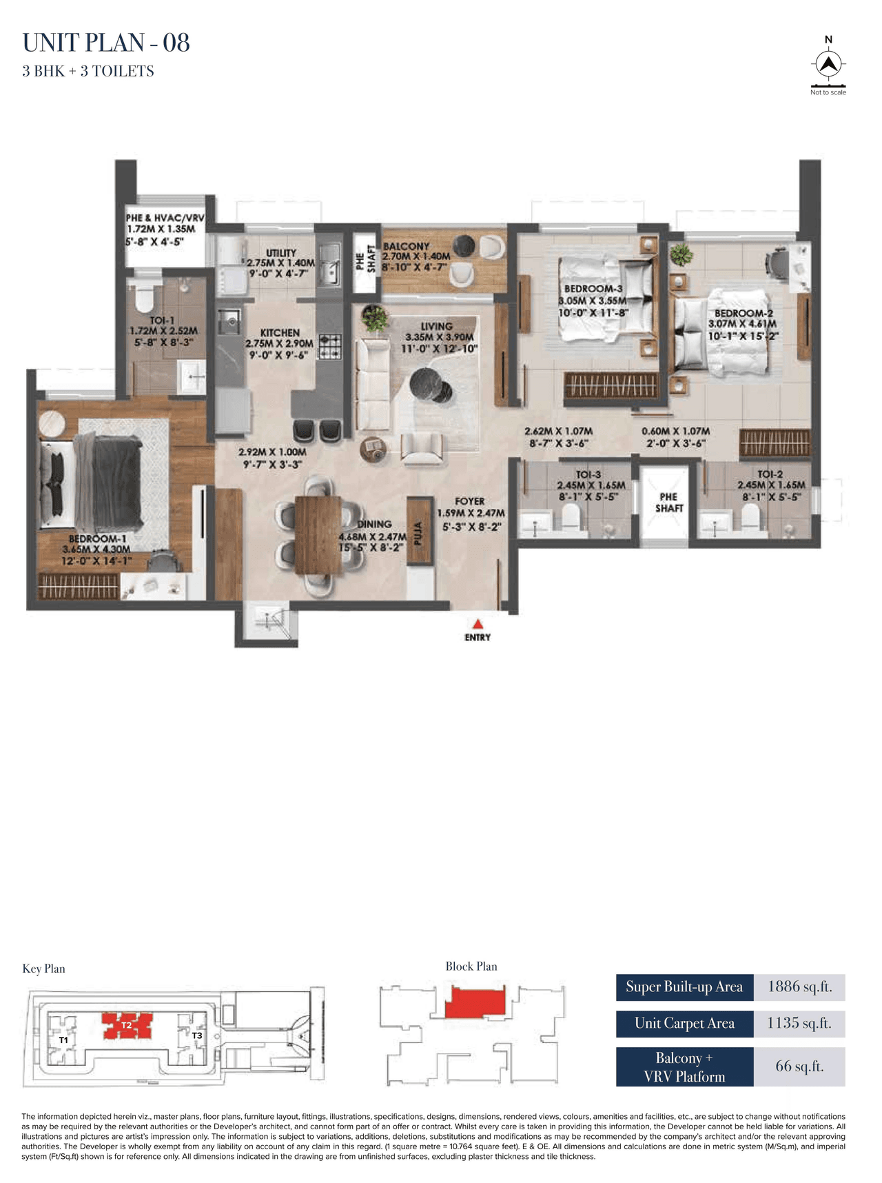 Brigade Altius Unit plan - 1201 sq.ft.