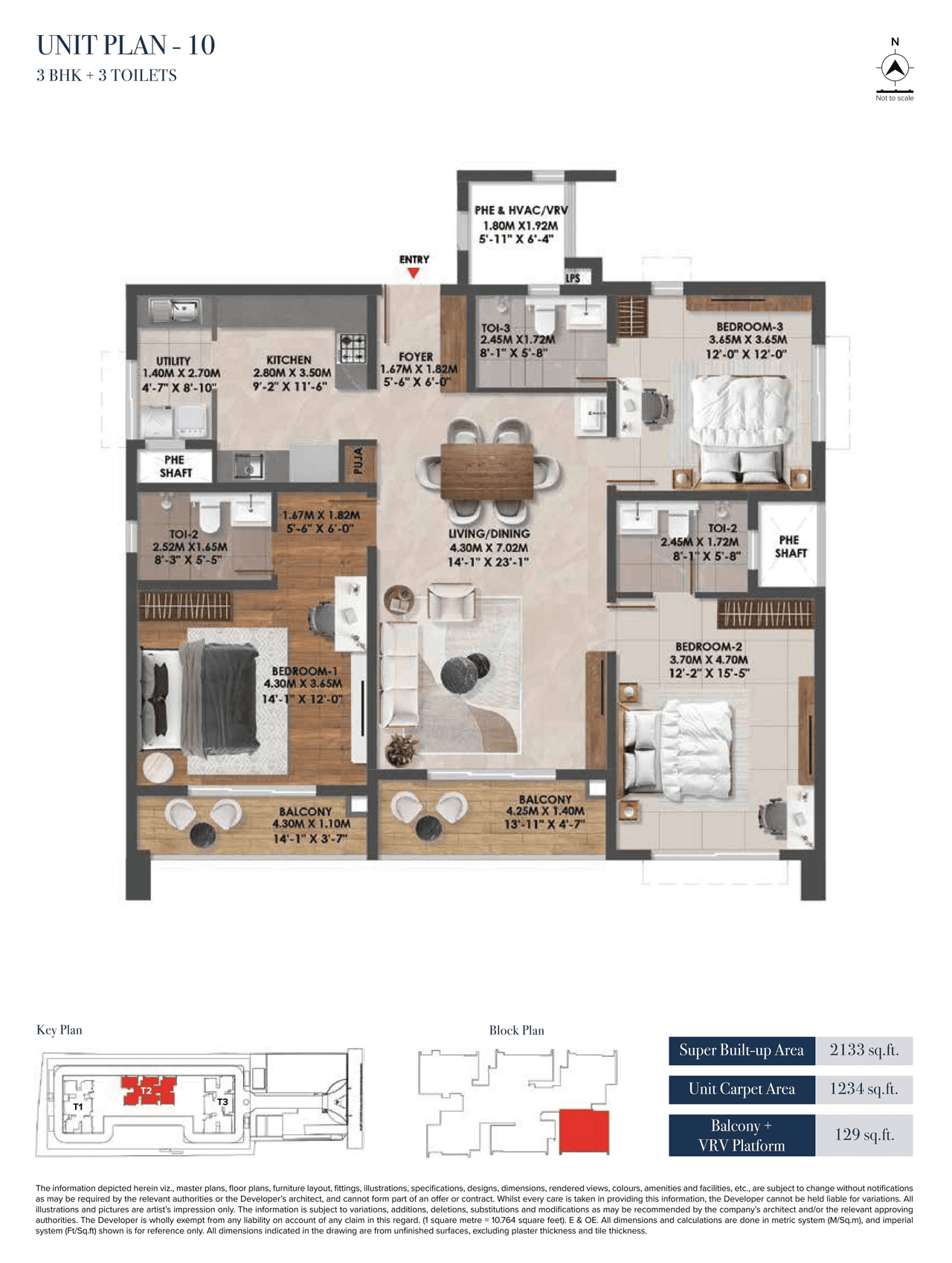 Brigade Altius Unit plan - 1363 sq.ft.