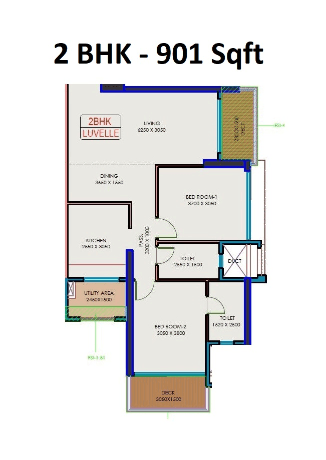 Unit plan - 901 sq.ft.