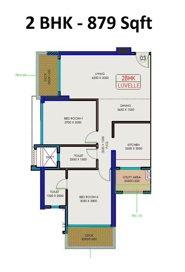 Unit plan - 879 sq.ft.