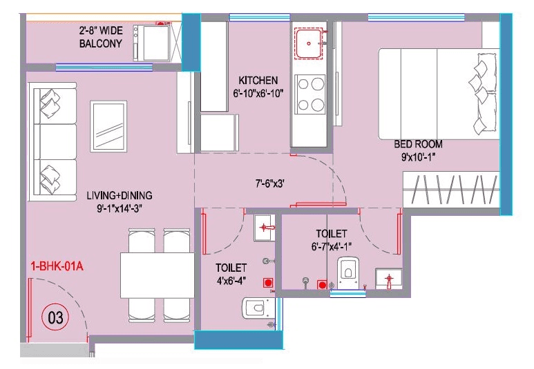 Kohinoor Uptown Unit plan - 368 sq.ft.