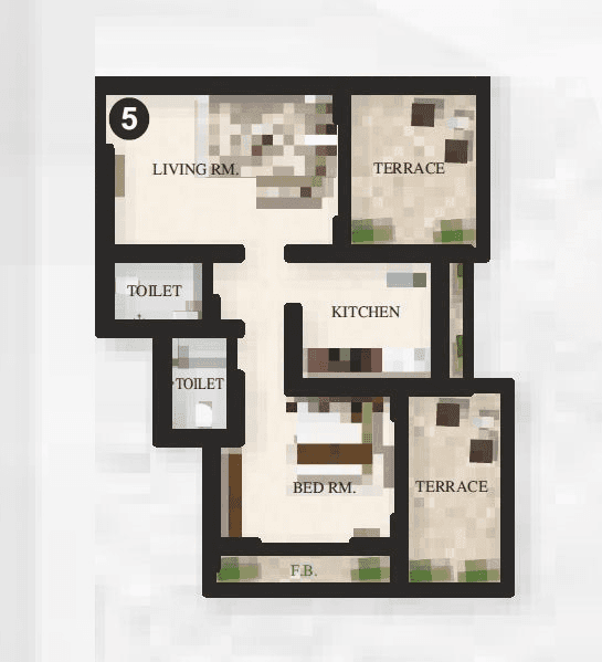 Mohan Willows III Unit plan - 459 sq.ft.