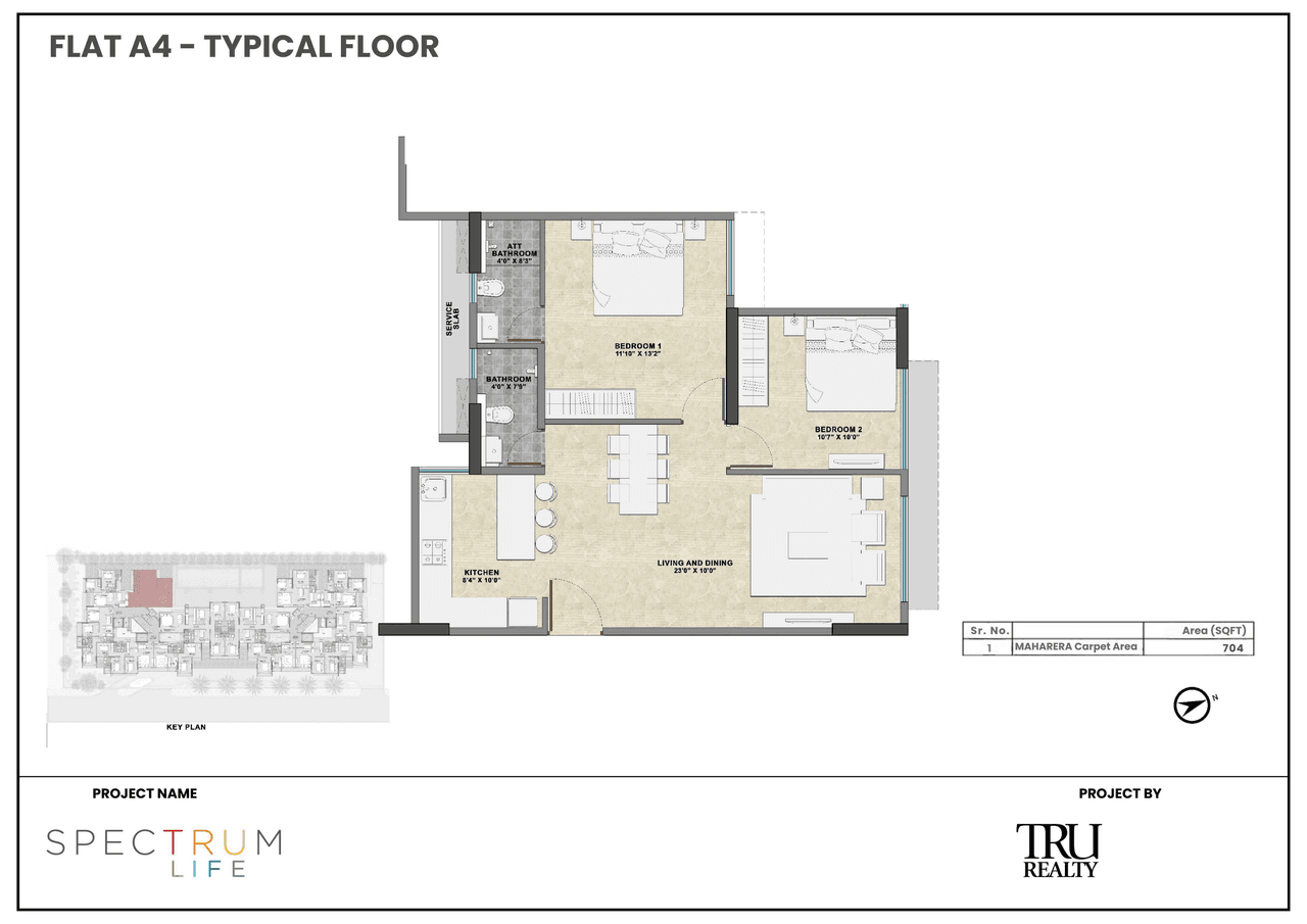 TRU Spectrum Life Unit plan - 703 sq.ft.