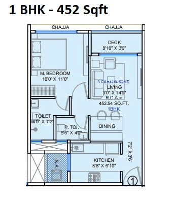 Baluwala Aviara Unit plan - 452 sq.ft.
