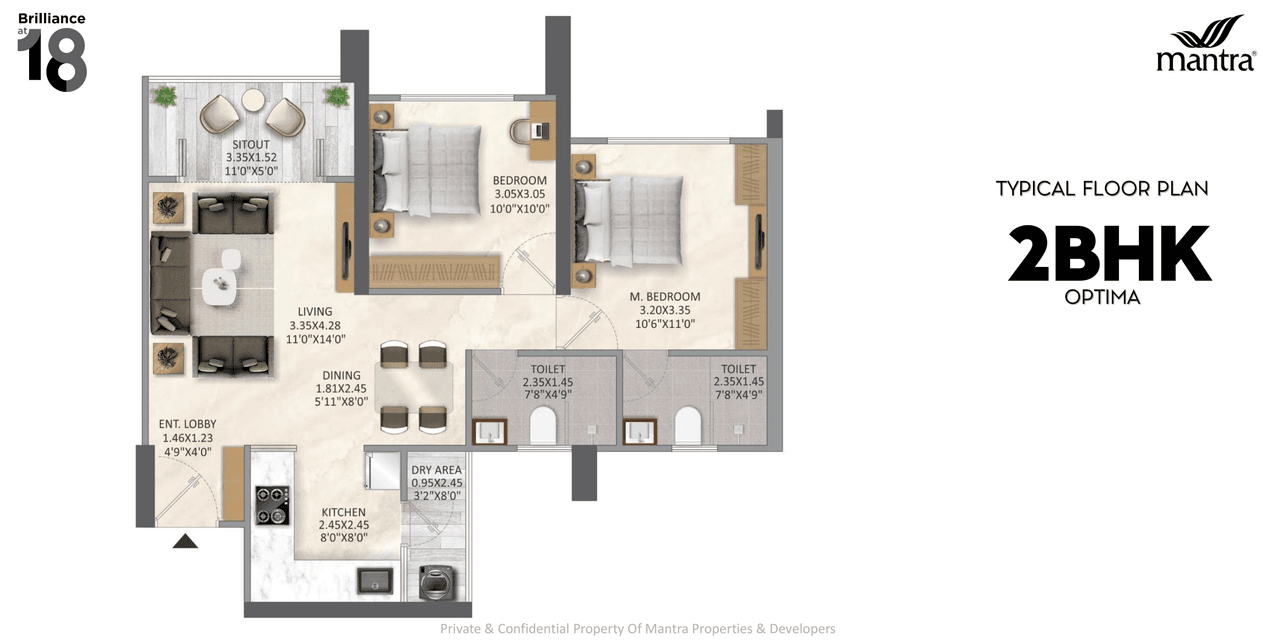 Mantra Sus Unit plan - 710 sq.ft.