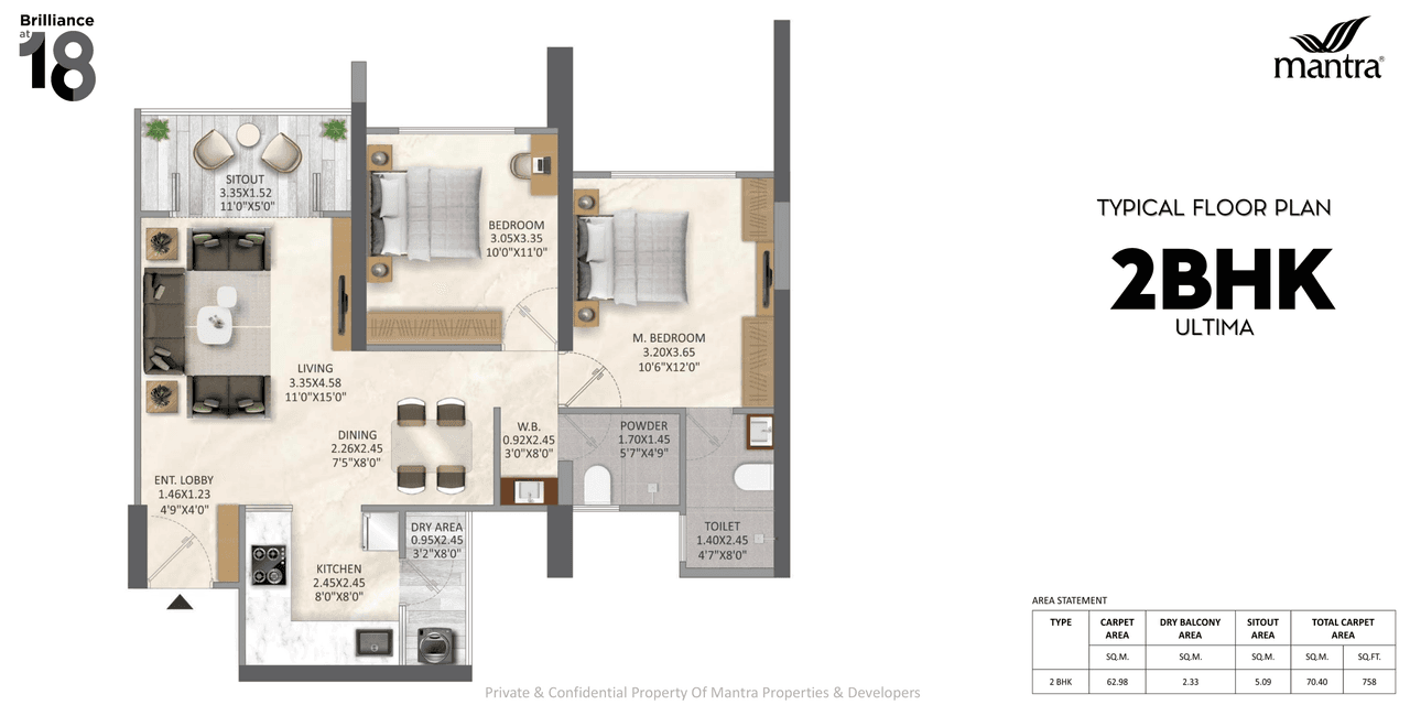 Mantra Sus Unit plan - 758 sq.ft.