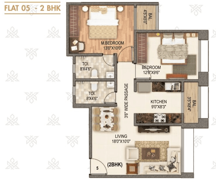 Unit plan - 861 sq.ft.