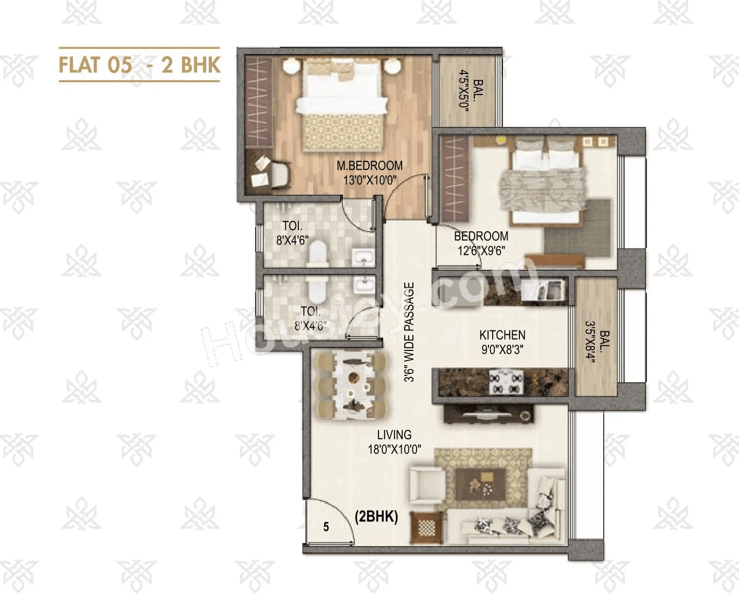 Unit plan - 934 sq.ft.