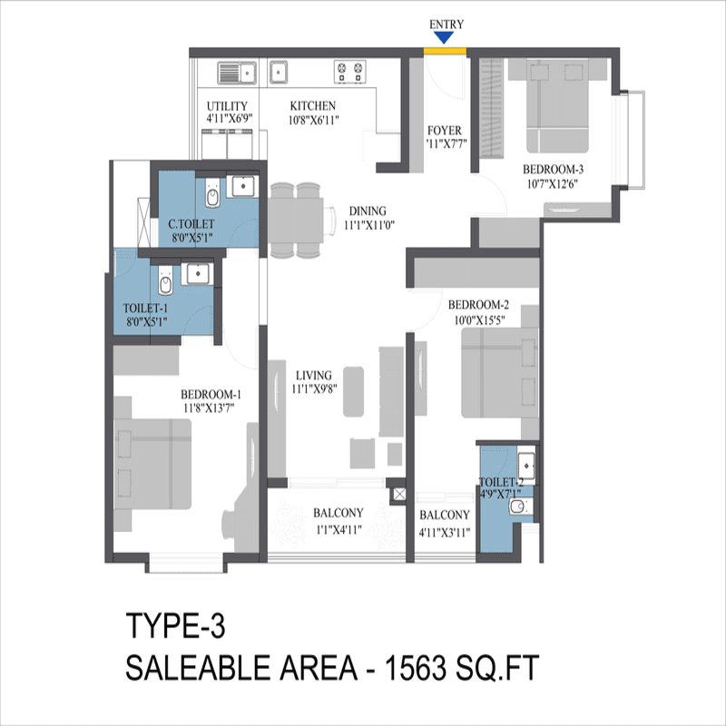 Bren Aspera Unit plan - 1021 sq.ft.
