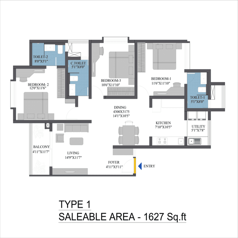 Bren Aspera Unit plan - 1072 sq.ft.