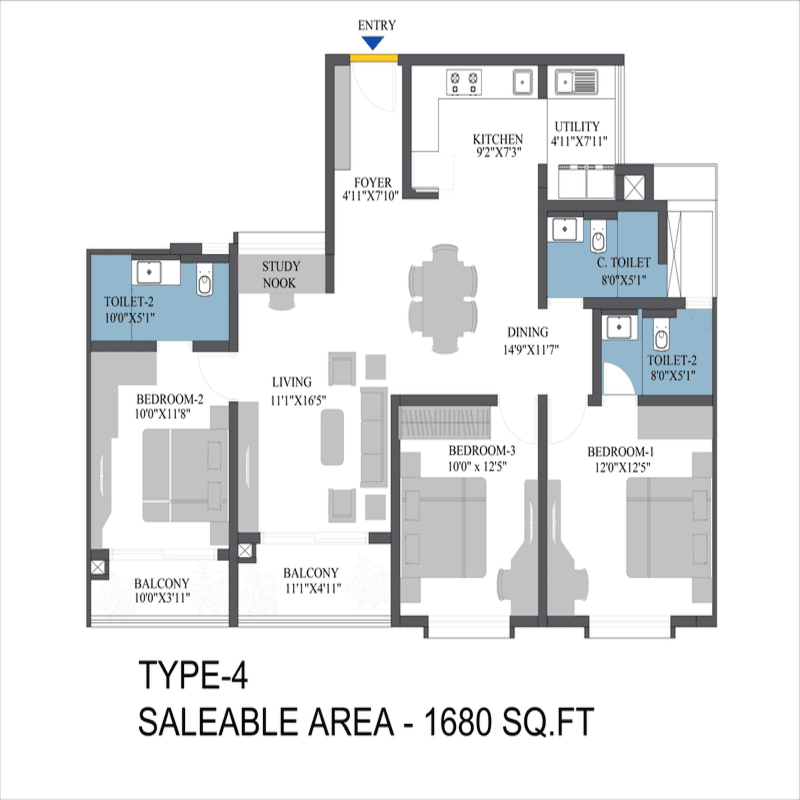 Bren Aspera Unit plan - 1095 sq.ft.