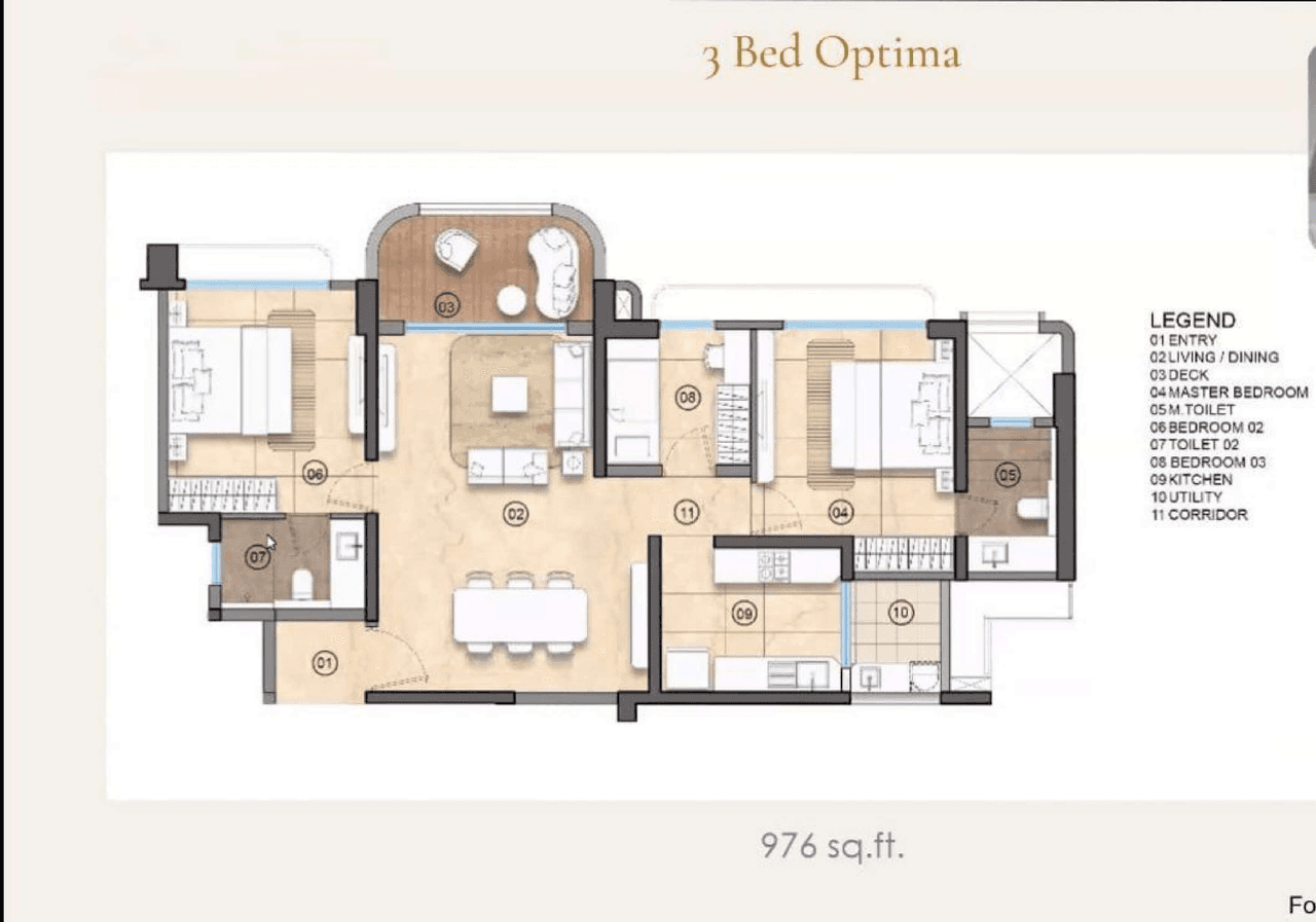Lodha Sarjapur Unit plan - 976 sq.ft.