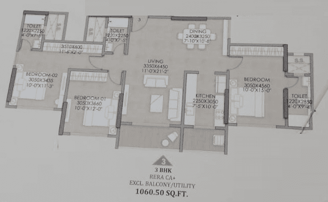 JVM Shanay Vista Unit plan - 1060 sq.ft.