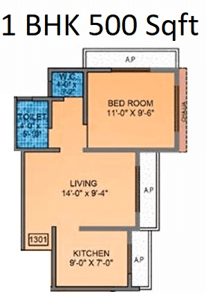 Tharwani Vedant Nakshatra Unit plan - 500 sq.ft.