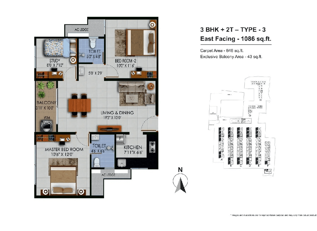 Urbanrise The Game Changer Unit plan - 646 sq.ft.