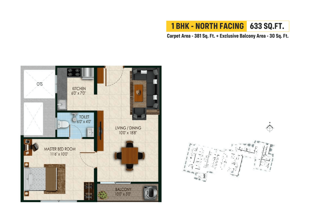 Urbanrise City of Joy Unit plan - 381 sq.ft.