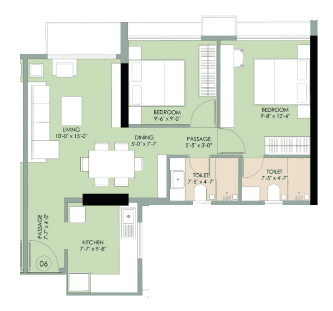 Unit plan - 607 sq.ft.