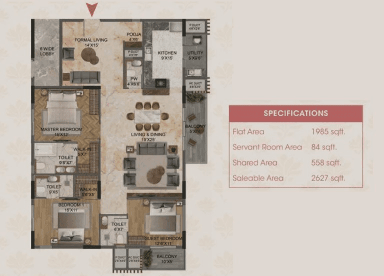 Magnolia Delight Unit plan - 1985 sq.ft.