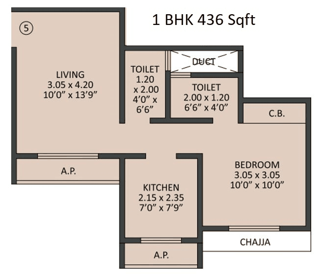 Horizon Bhumi Unit plan - 436 sq.ft.