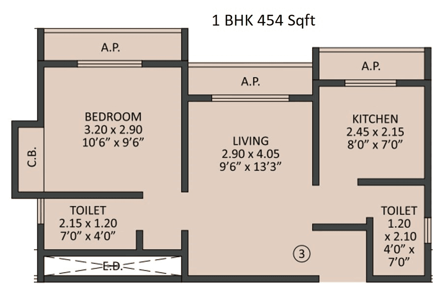 Horizon Bhumi Unit plan - 454 sq.ft.