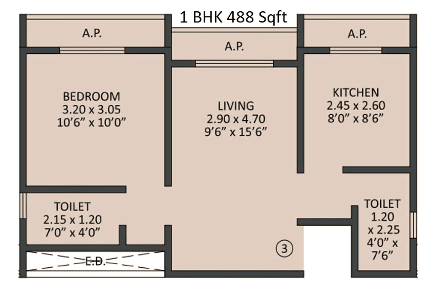 Horizon Bhumi Unit plan - 488 sq.ft.
