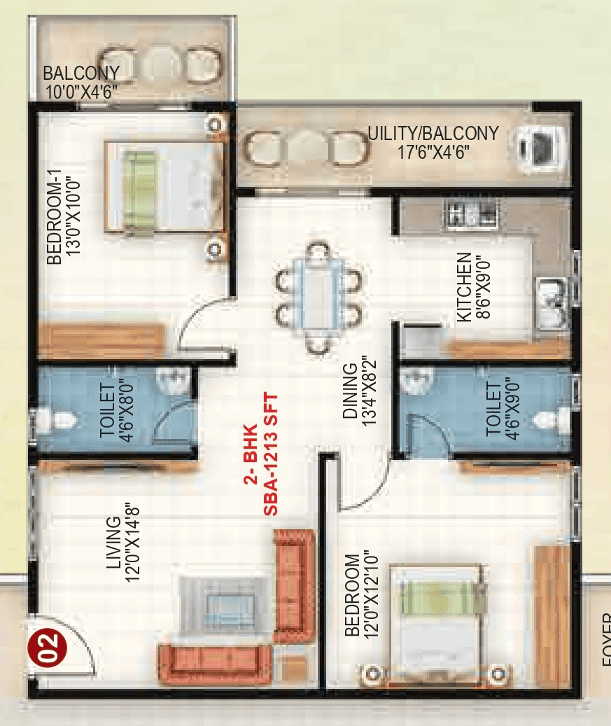 Sapthagiri Sandalwoods Unit plan - 909 sq.ft.