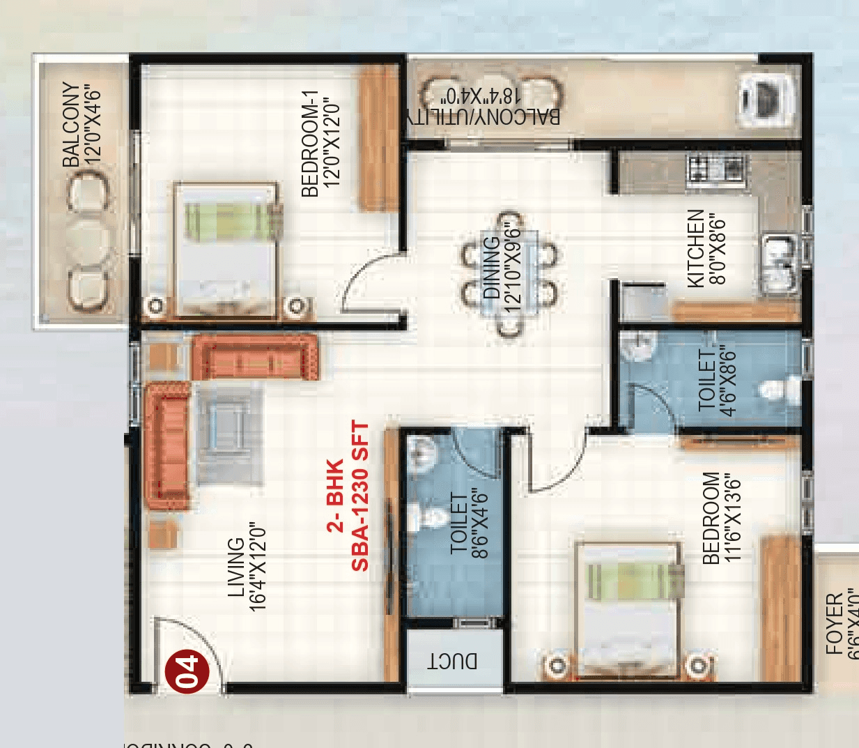 Sapthagiri Sandalwoods Unit plan - 922 sq.ft.