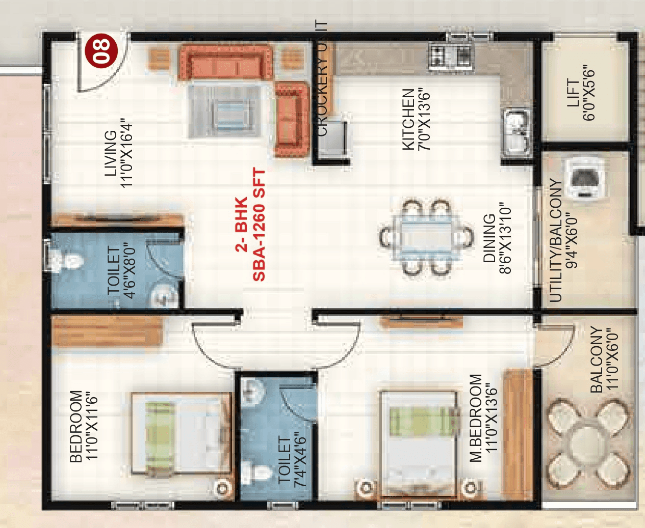 Sapthagiri Sandalwoods Unit plan - 945 sq.ft.
