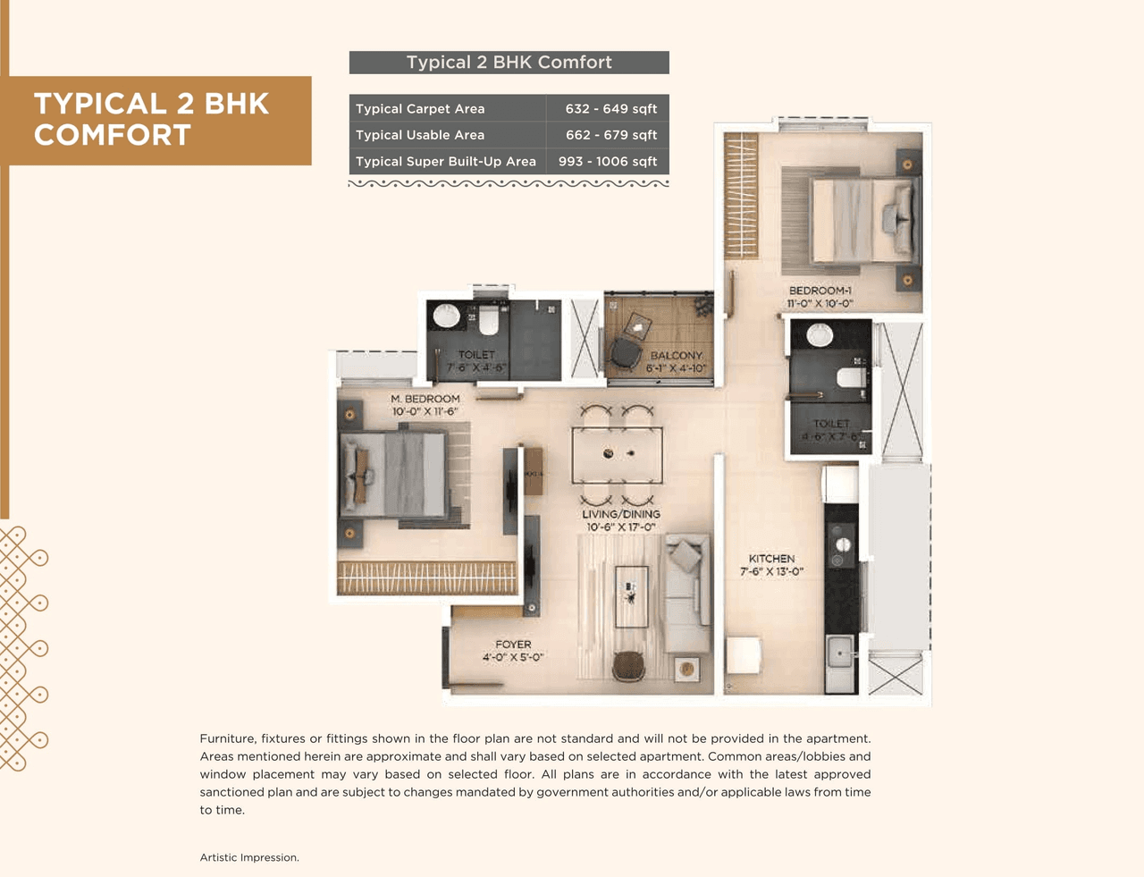 Provident Bayscape Unit plan - 662 sq.ft.