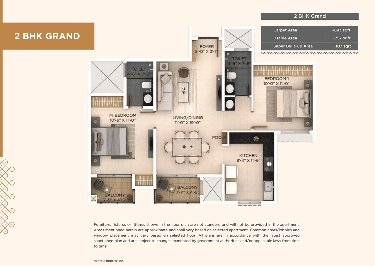 Provident Bayscape Unit plan - 757 sq.ft.