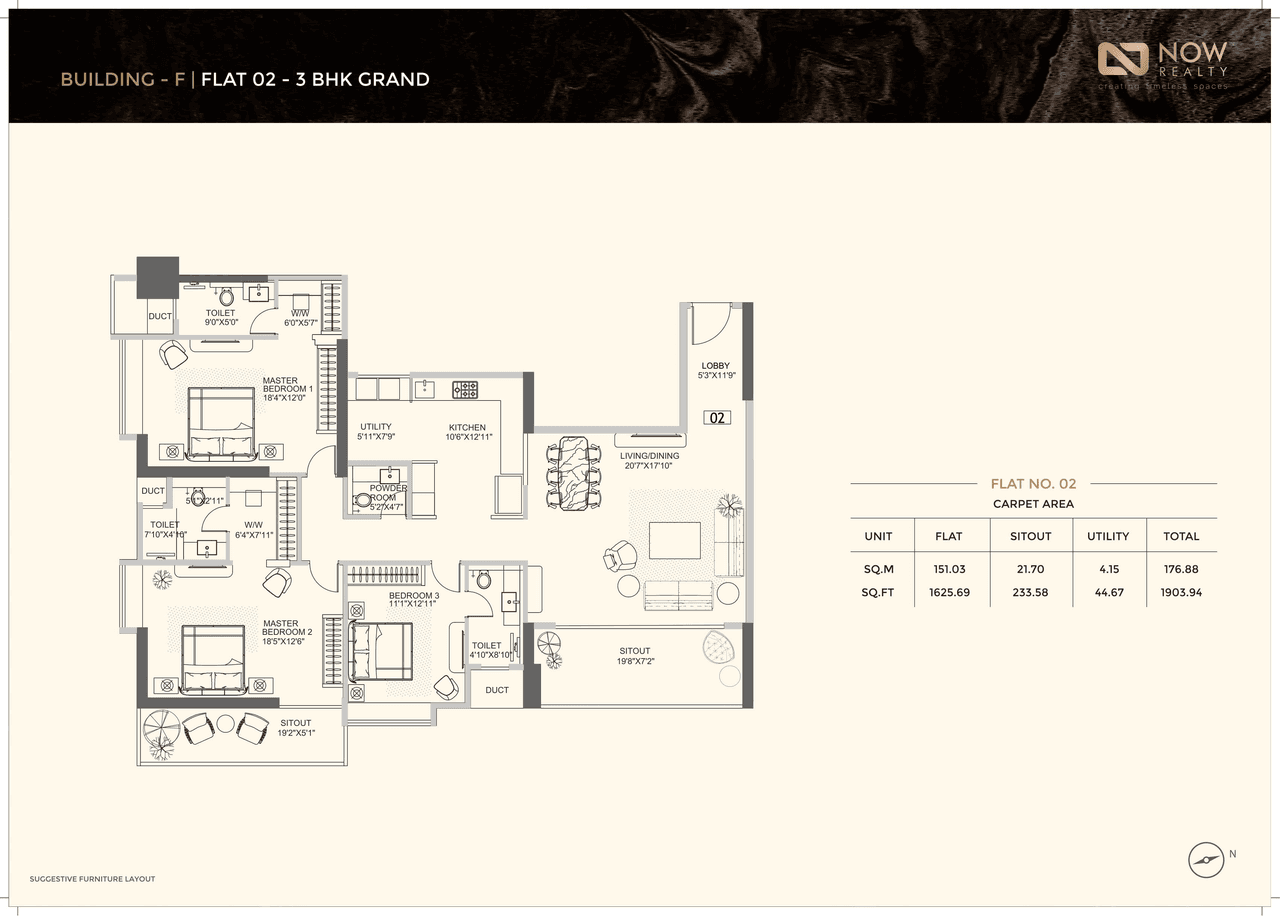 Kolte Patil 24k Sereno Unit plan - 1902 sq.ft.