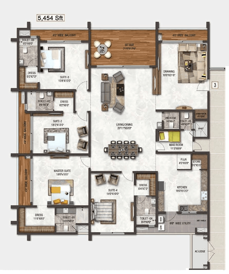 DSR Skymarq Unit plan - 3818 sq.ft.
