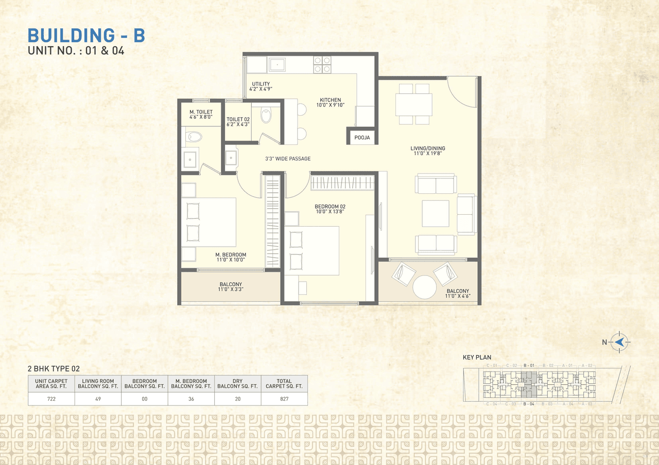 Shilpkaar Heritage Unit plan - 827 sq.ft.