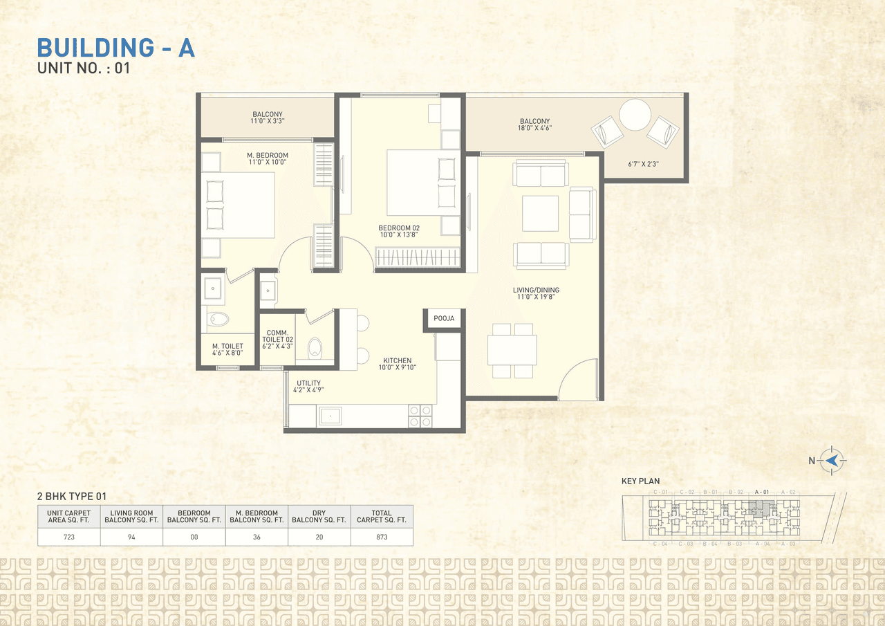 Shilpkaar Heritage Unit plan - 873 sq.ft.