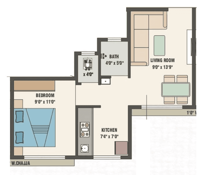 Unit plan - 339 sq.ft.