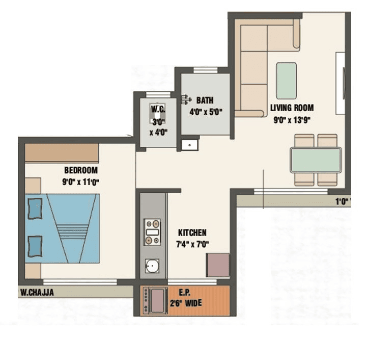 Unit plan - 358 sq.ft.