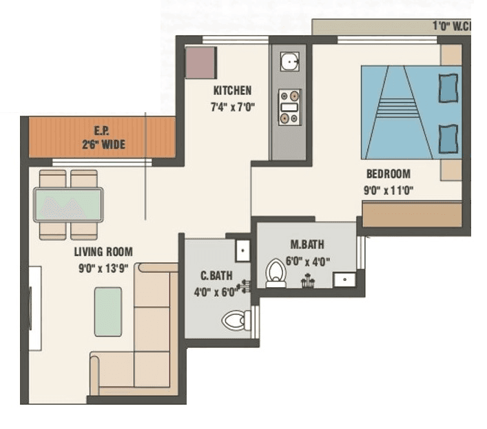 Unit plan - 375 sq.ft.