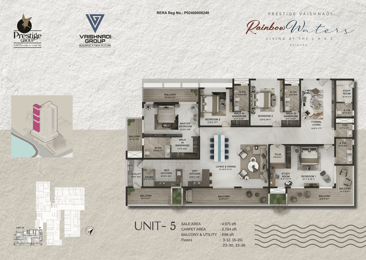 Prestige Rainbow Waters Unit plan - 3480 sq.ft.
