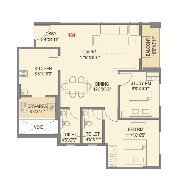 Skyrise Skyscape Unit plan - 792 sq.ft.
