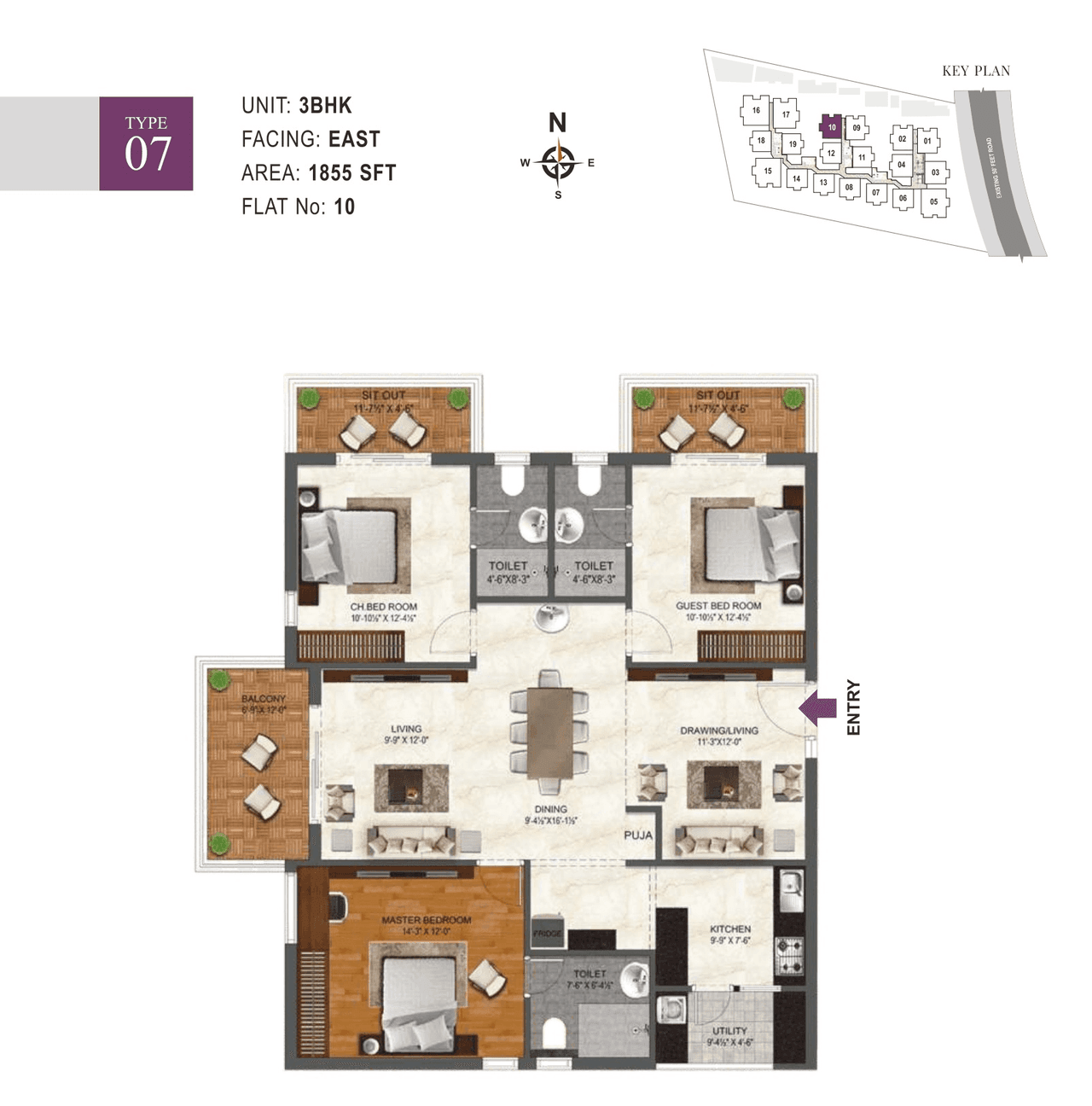 IRA Miracle Unit plan - 1262 sq.ft.